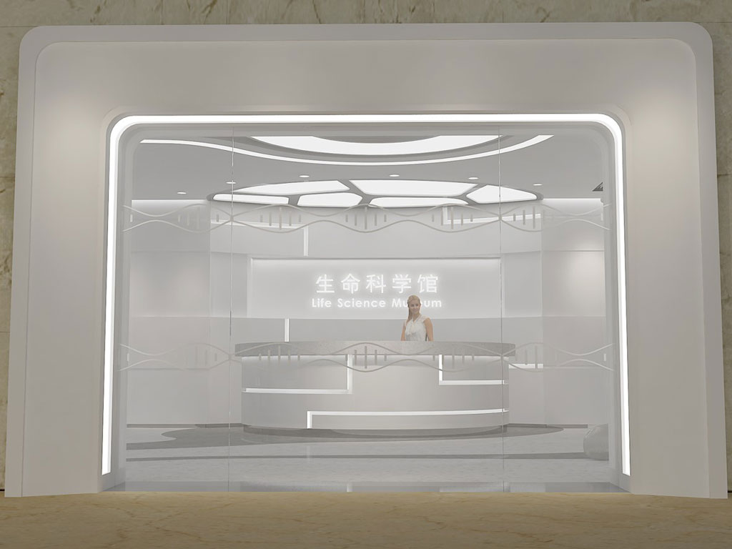 泓信生物企業(yè)數(shù)字展館設(shè)計(jì)效果圖-玻璃電動(dòng)門(mén)